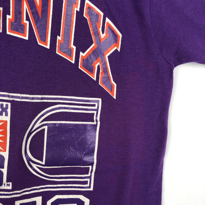 80'S NBA Phoenix Suns Tricolor Tag Sports Print T-Shirt, Made in USA, Men's Size M (Equivalent), Vintage polyester purple type Vintage Second Hand