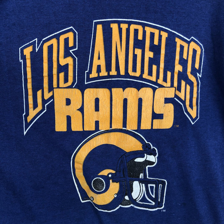 1980'S NFL Los Angeles Rams Tricot Tag Sports Print T-Shirt, Made in USA, Men's Size L (approx.), Vintage polyester Navy blue Vintage Second Hand