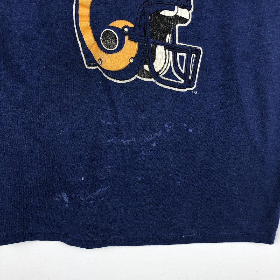 1980'S NFL Los Angeles Rams Tricot Tag Sports Print T-Shirt, Made in USA, Men's Size L (approx.), Vintage polyester Navy blue Vintage Second Hand
