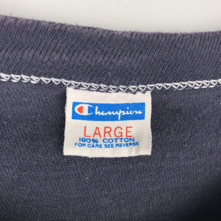 70'S Champion Bar Tag Pittsburgh Steelers Sports Print T-Shirt, Made in USA, Women's Size L (Equivalent), Vintage cotton navy blue type Vintage Second Hand
