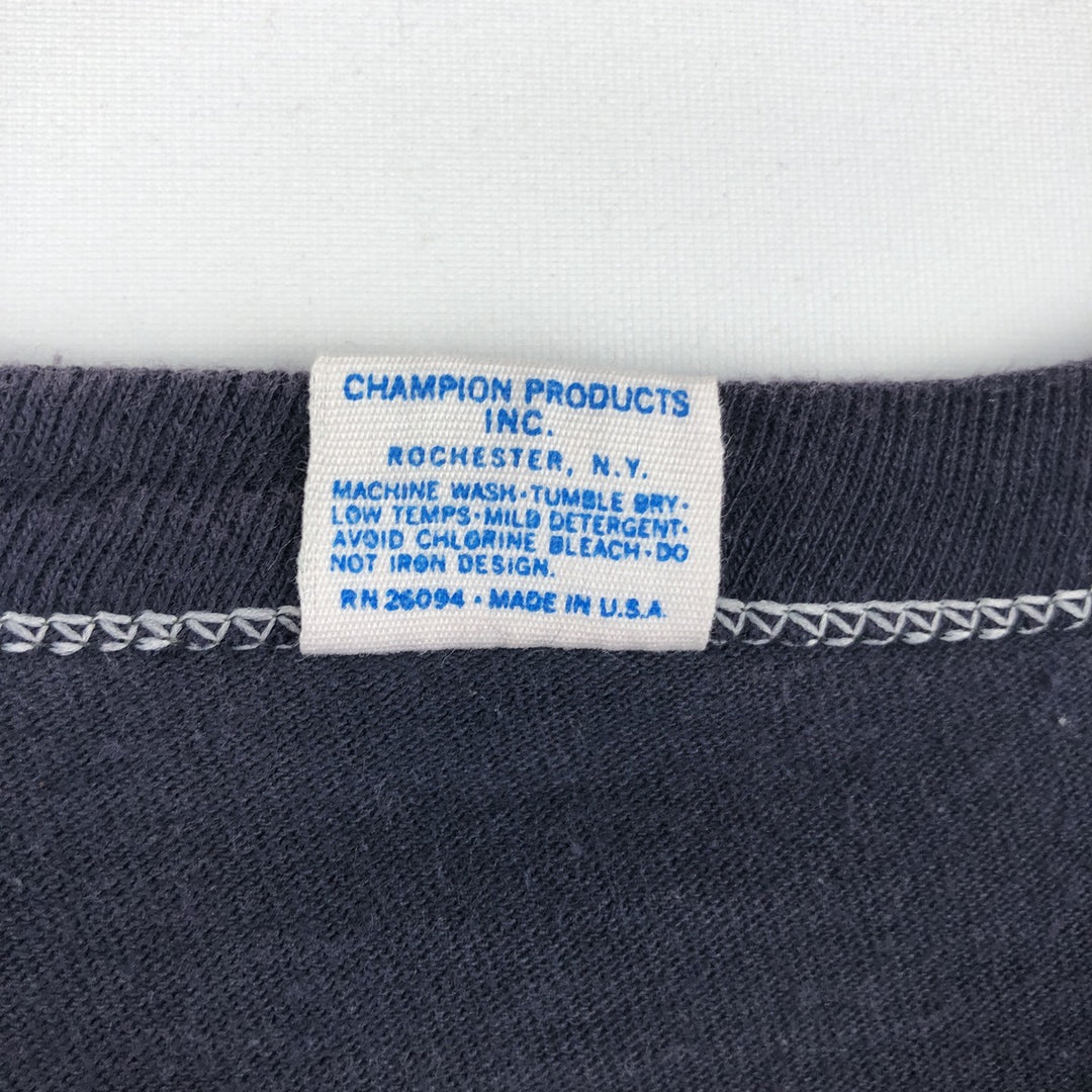 70'S Champion Bar Tag Pittsburgh Steelers Sports Print T-Shirt, Made in USA, Women's Size L (Equivalent), Vintage cotton navy blue type Vintage Second Hand