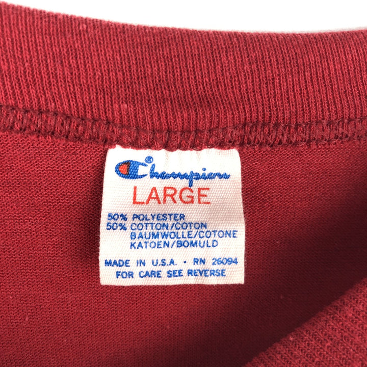 80'S Champion MLB Philadelphia Phillies Tricot Tag Logo Print T-Shirt, Made in USA, Men's Size L (approx.) polyester burgundy type Vintage Second Hand