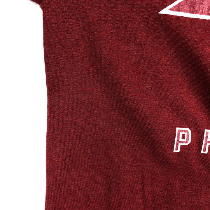 80'S Champion MLB Philadelphia Phillies Tricot Tag Logo Print T-Shirt, Made in USA, Men's Size L (approx.) polyester burgundy type Vintage Second Hand