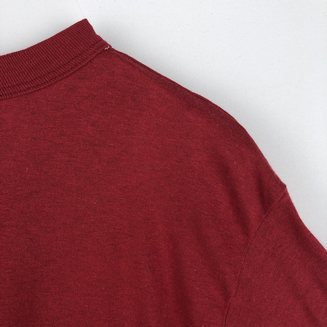 80'S Champion MLB Philadelphia Phillies Tricot Tag Logo Print T-Shirt, Made in USA, Men's Size L (approx.) polyester burgundy type Vintage Second Hand