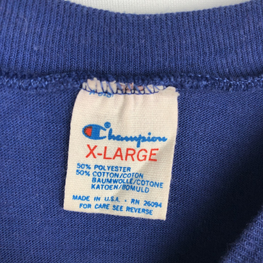 80'S Champion MLB Los Angeles Dodgers Tricolor Tag Sleeveless Logo Print T-Shirt, Made in USA, Men's XL (approx.) polyester navy blue type Vintage Second Hand