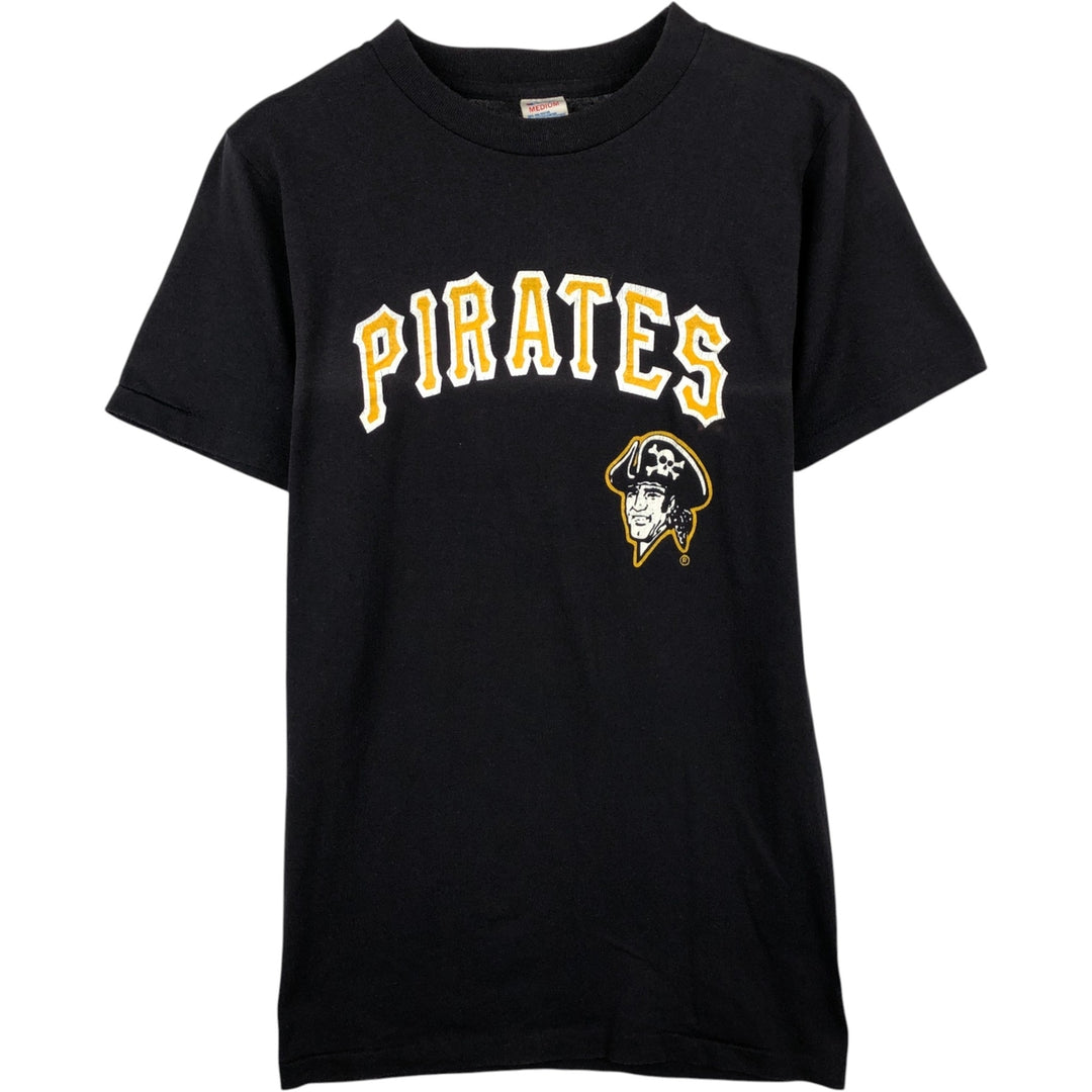 80'S Champion Tricot Tag Pittsburgh Pirates Sports Print T-Shirt, Made in USA, Women's Size M (Equivalent), Vintage polyester black type Vintage Second Hand