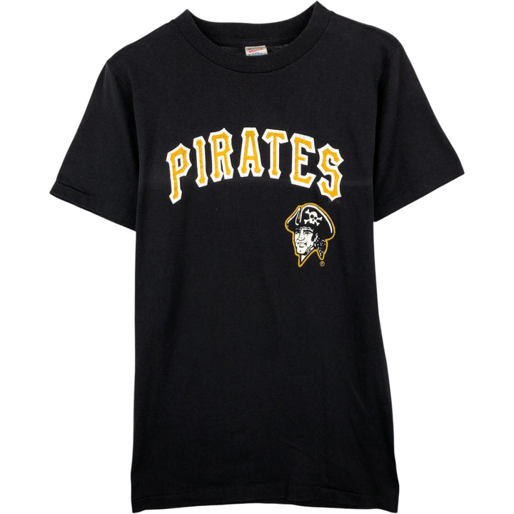80'S Champion Tricot Tag Pittsburgh Pirates Sports Print T-Shirt, Made in USA, Women's Size M (Equivalent), Vintage polyester black type Vintage Second Hand