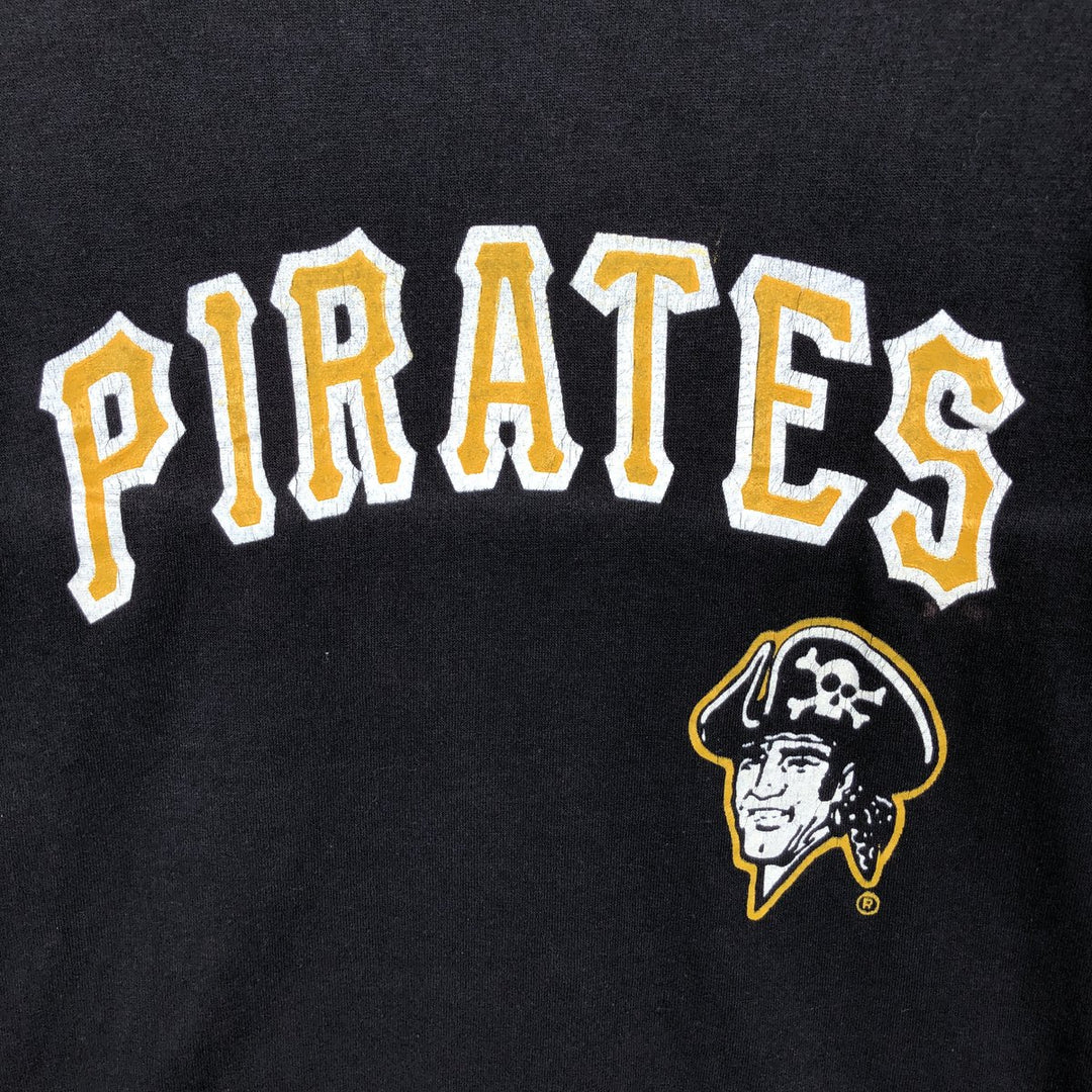 80'S Champion Tricot Tag Pittsburgh Pirates Sports Print T-Shirt, Made in USA, Women's Size M (Equivalent), Vintage polyester black type Vintage Second Hand