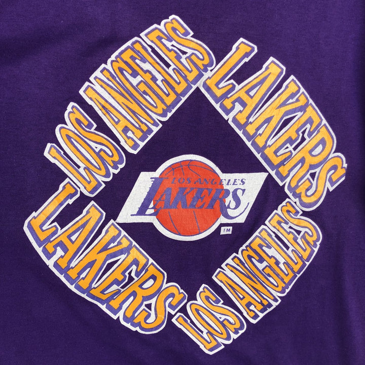 80'S Champion NBA Los Angeles Lakers Tricolor Tag Logo Print T-Shirt, Made in USA, Men's Size L (Equivalent), Vintage polyester purple type Vintage Second Hand