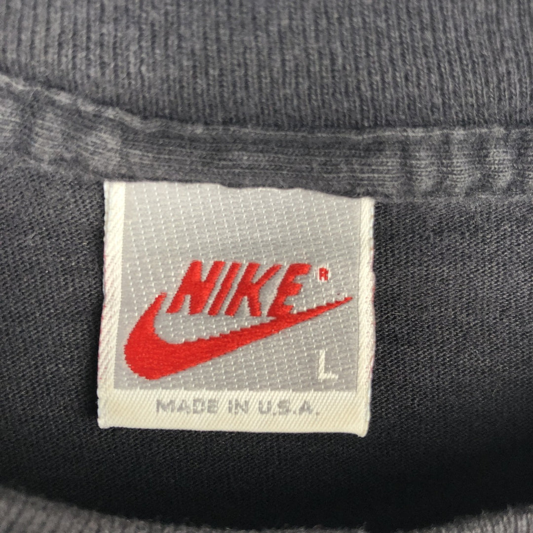 90'S Nike AIR MICHAEL JORDAN sports print T-shirt, silver tag, made in USA, men's size L (approx.) cotton black type Vintage Second Hand