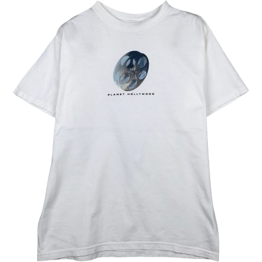 90'S PLANET HOLLYWOOD Advertising T-shirt, Made in USA, Men's M, Vintage cotton white type Vintage Second Hand