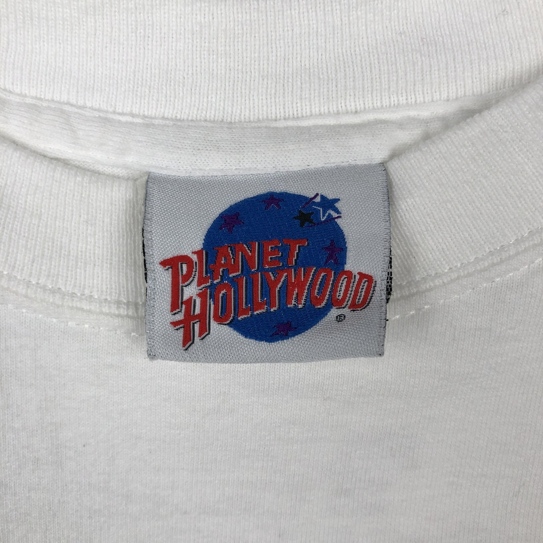 90'S PLANET HOLLYWOOD Advertising T-shirt, Made in USA, Men's M, Vintage cotton white type Vintage Second Hand