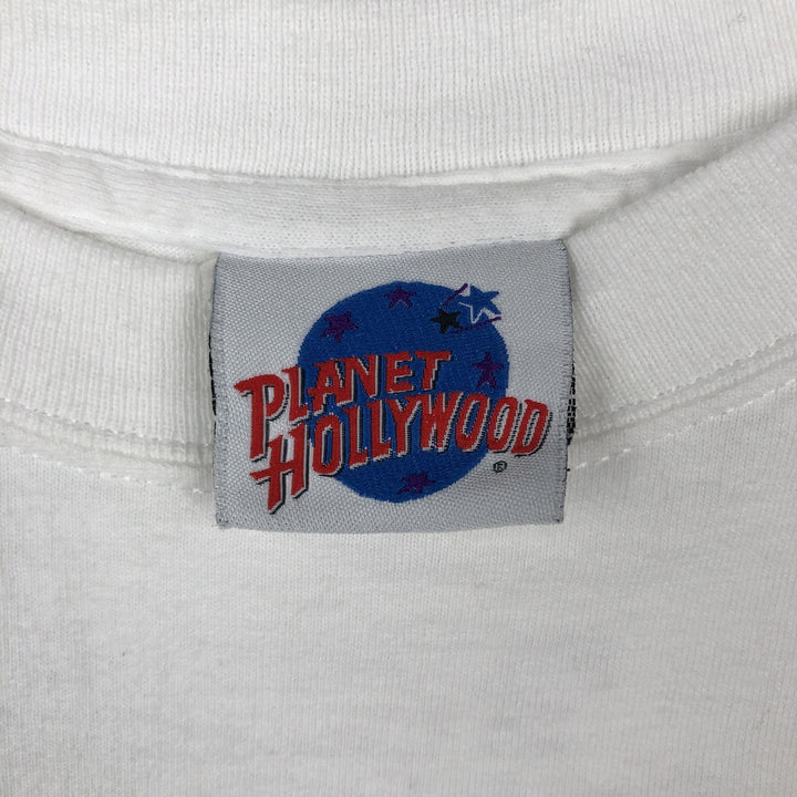 90'S PLANET HOLLYWOOD Advertising T-shirt, Made in USA, Men's M, Vintage cotton white type Vintage Second Hand