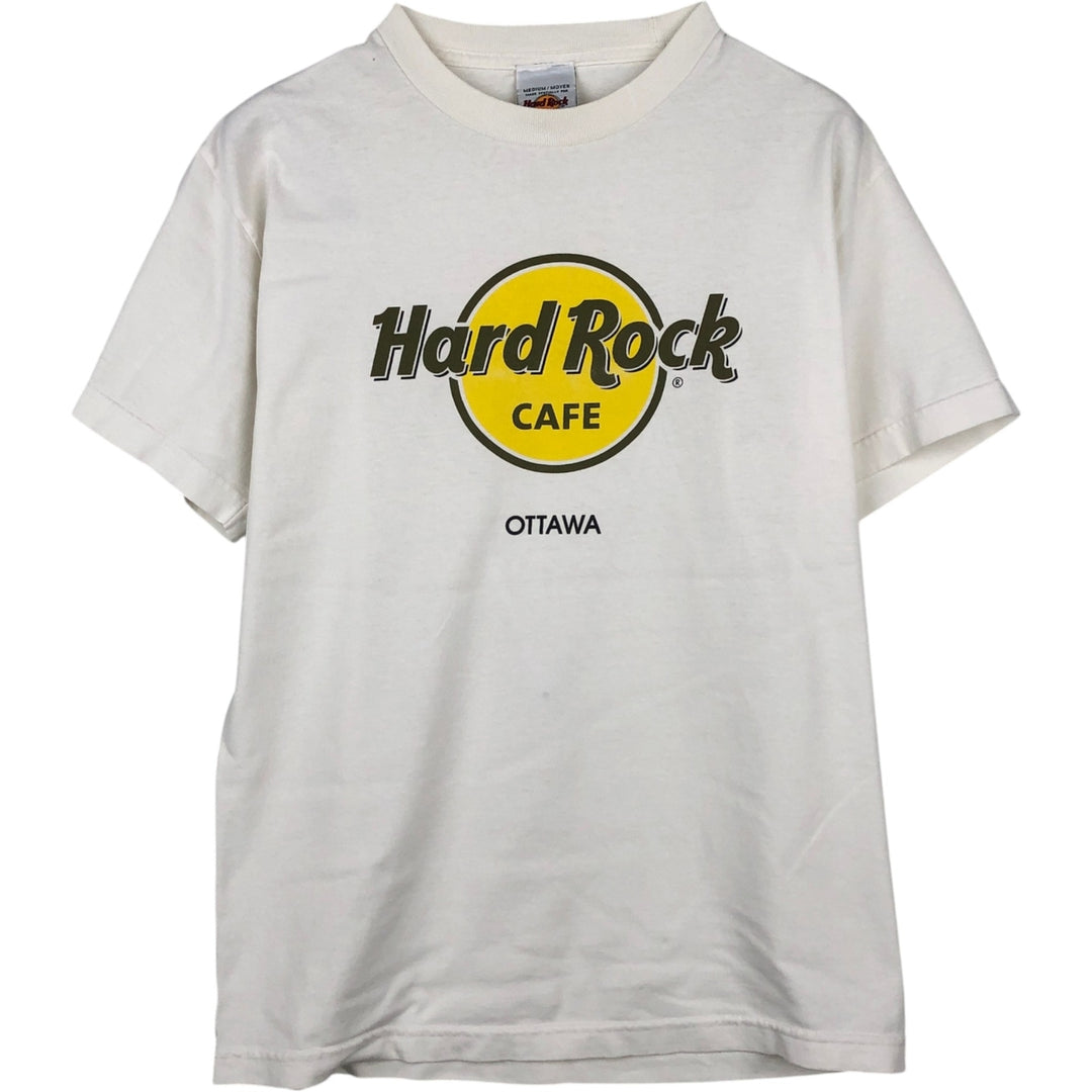 90'S Hard Rock Cafe advertising t-shirt, made in Canada, men's size M equivalent, vintage. cotton white type Vintage Second Hand
