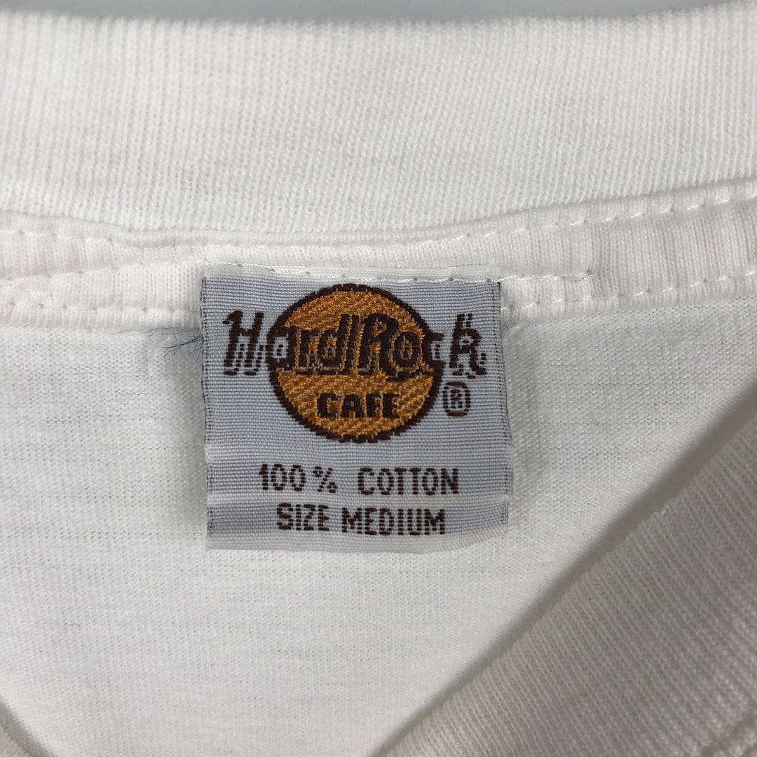 90'S HARD ROCK CAFE Hard Rock Cafe Advertising T-shirt Men's M size Vintage cotton white type Vintage Second Hand
