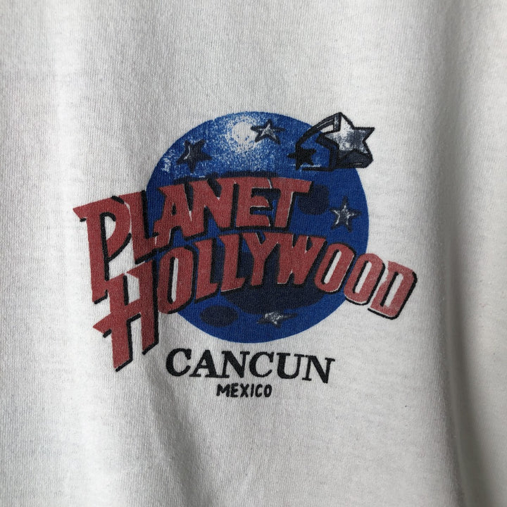 PLANET HOLLYWOOD Advertising T-shirt, men's size M unclear white type Vintage Second Hand