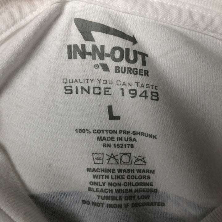 IN-N-OUT BURGER In-N-Out Burger Advertising T-shirt Made in USA Men's L size cotton white type Vintage Second Hand
