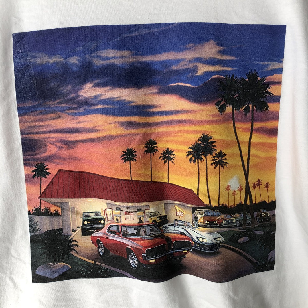 IN-N-OUT BURGER In-N-Out Burger Advertising T-shirt Made in USA Men's L size cotton white type Vintage Second Hand