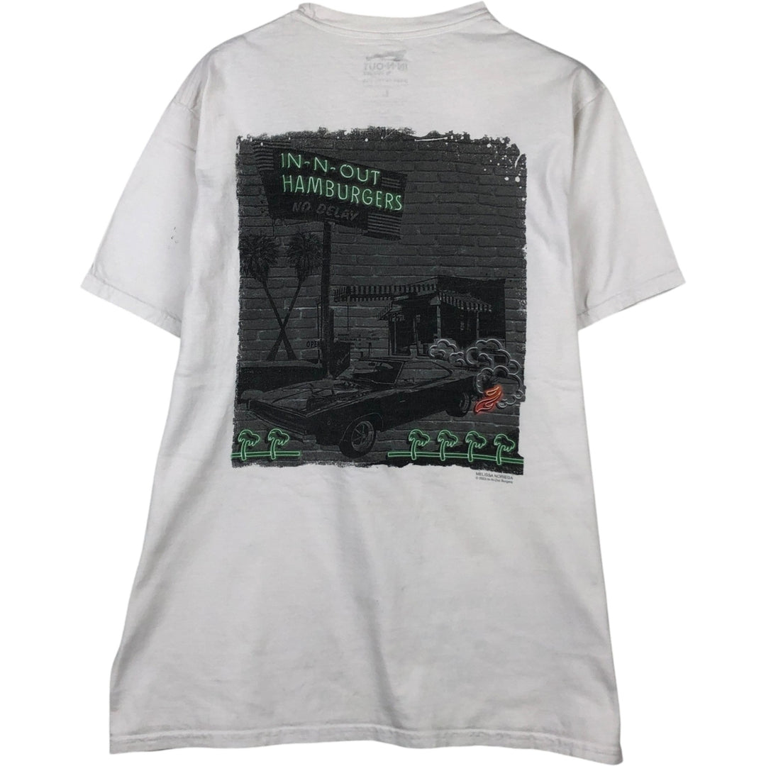 IN-N-OUT BURGER In-N-Out Burger Advertising T-shirt Made in USA Men's L size cotton white type Vintage Second Hand