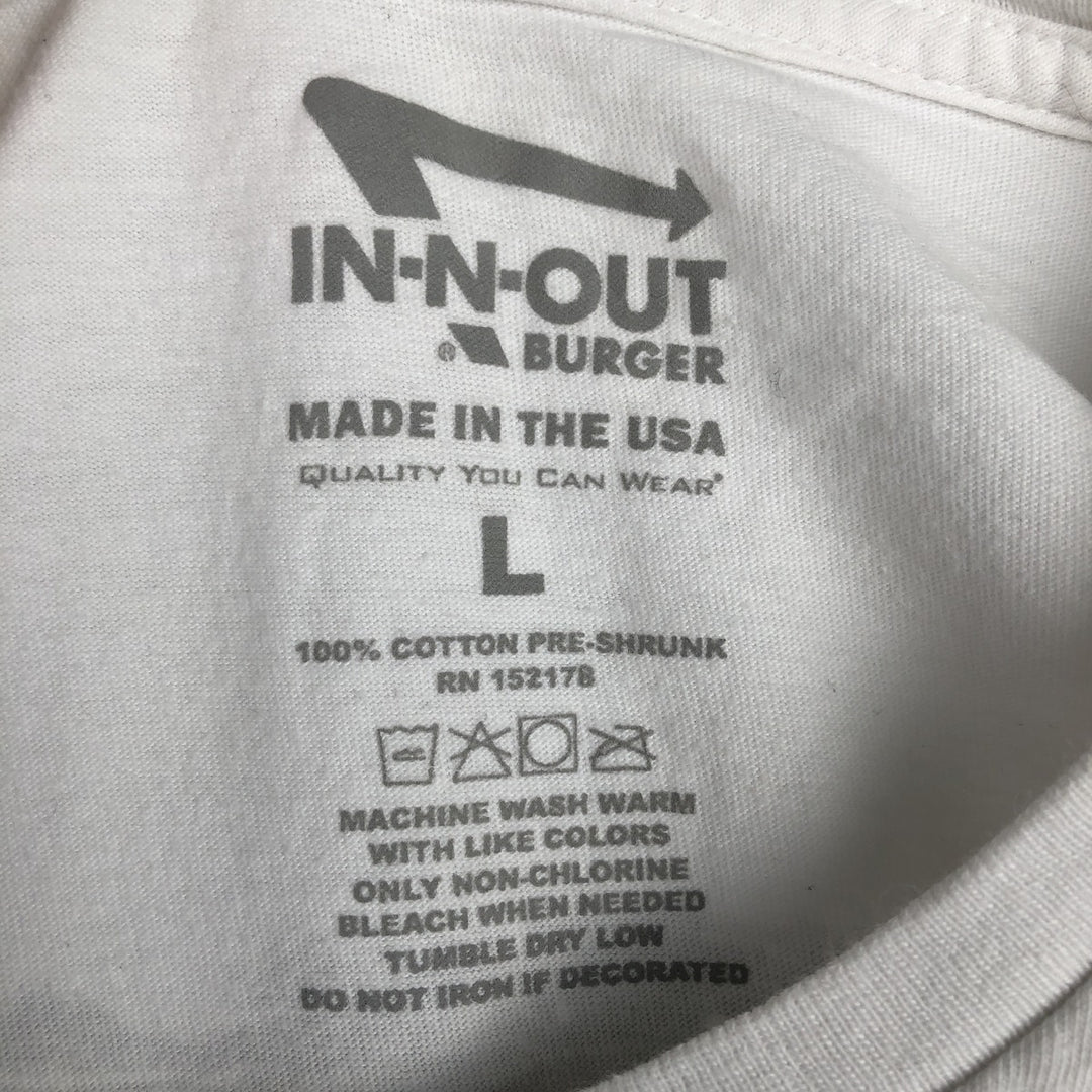 IN-N-OUT BURGER In-N-Out Burger Advertising T-shirt Made in USA Men's L size cotton white type Vintage Second Hand