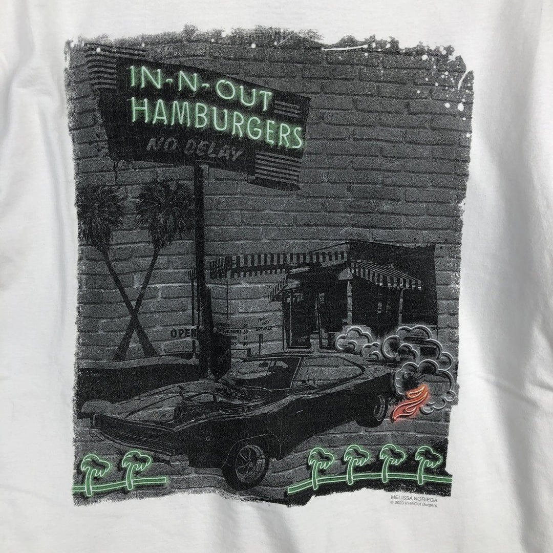 IN-N-OUT BURGER In-N-Out Burger Advertising T-shirt Made in USA Men's L size cotton white type Vintage Second Hand