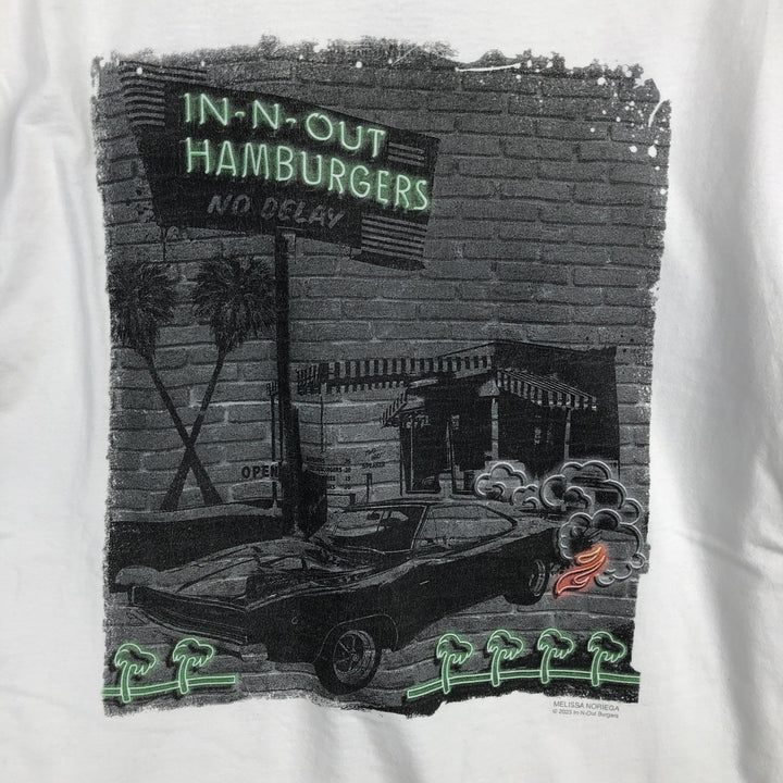 IN-N-OUT BURGER In-N-Out Burger Advertising T-shirt Made in USA Men's L size cotton white type Vintage Second Hand