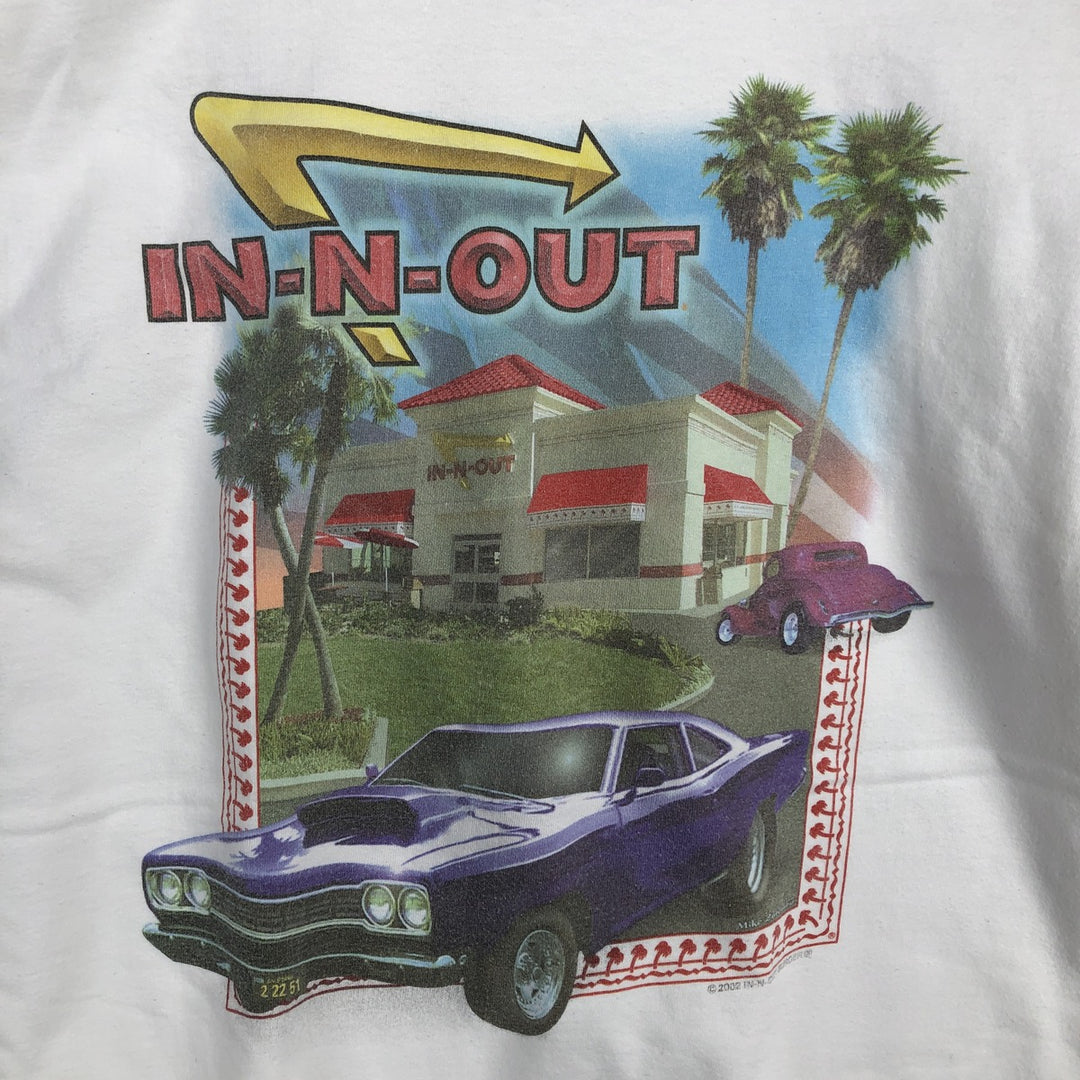 2000'S IN-N-OUT BURGER advertising T-shirt, men's size M (approx.) unclear white type Vintage Second Hand