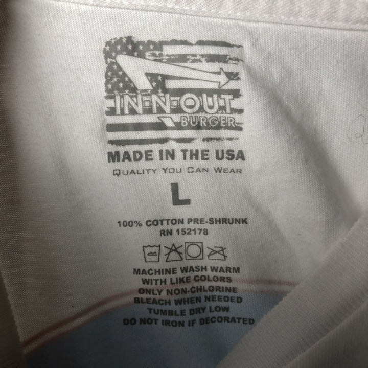 IN-N-OUT BURGER In-N-Out Burger Advertising T-shirt Made in USA Men's L size cotton white type Vintage Second Hand