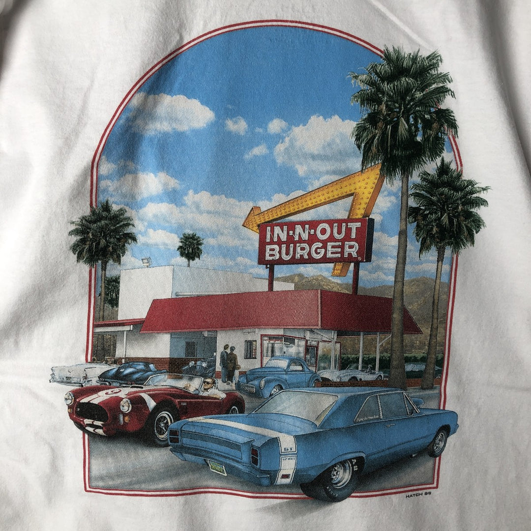 IN-N-OUT BURGER In-N-Out Burger Advertising T-shirt Made in USA Men's L size cotton white type Vintage Second Hand