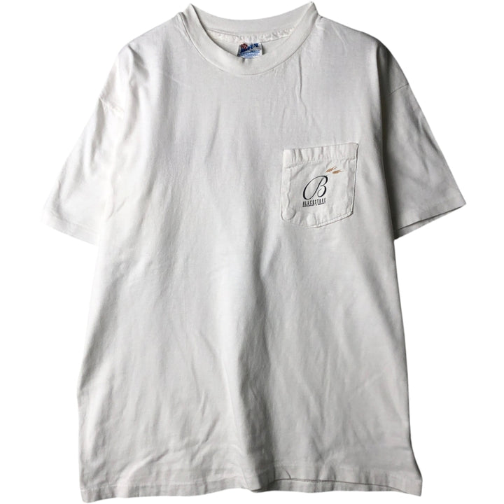 90'S Hanes Blackstone Restaurant and Brewery Advertising T-Shirt, Made in USA, Men's Size L (approx.), Vintage cotton white type Vintage Second Hand