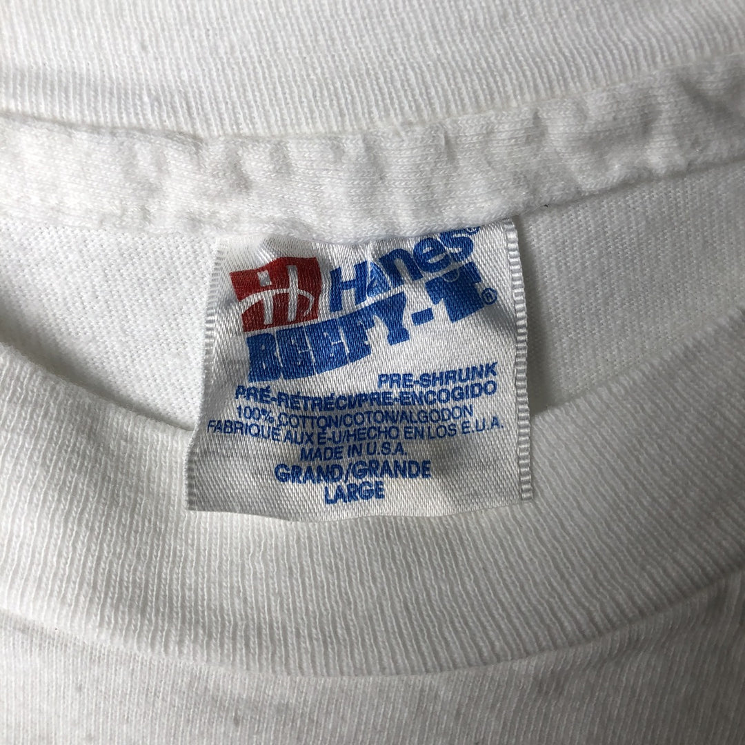 90'S Hanes Blackstone Restaurant and Brewery Advertising T-Shirt, Made in USA, Men's Size L (approx.), Vintage cotton white type Vintage Second Hand