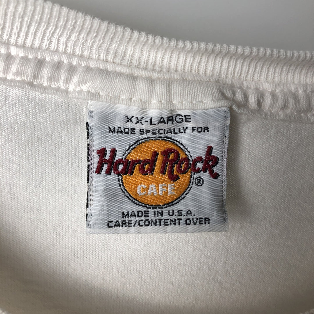 90'S Hard Rock Cafe Advertising T-Shirt, Made in USA, Men's XXL equivalent, Vintage cotton white type Vintage Second Hand