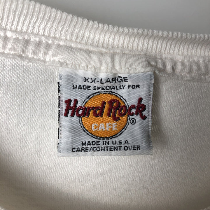 90'S Hard Rock Cafe Advertising T-Shirt, Made in USA, Men's XXL equivalent, Vintage cotton white type Vintage Second Hand