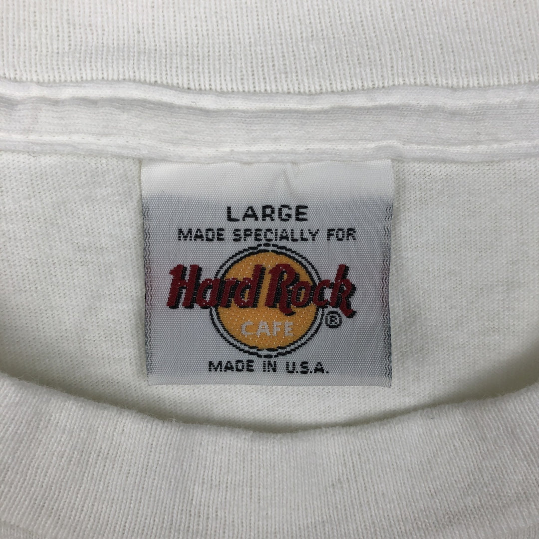 HARD ROCK CAFE Hard Rock Cafe Advertising T-shirt Made in USA Men's L size cotton white type Vintage Second Hand