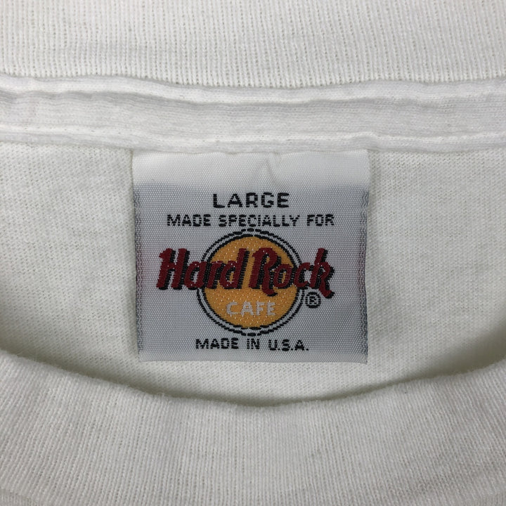 HARD ROCK CAFE Hard Rock Cafe Advertising T-shirt Made in USA Men's L size cotton white type Vintage Second Hand