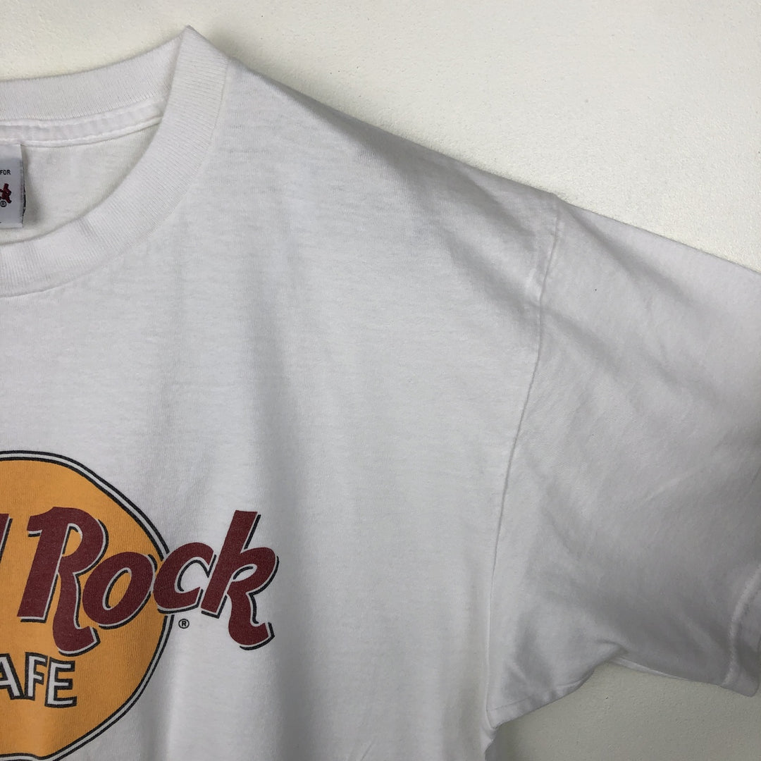 HARD ROCK CAFE Hard Rock Cafe Advertising T-shirt Made in USA Men's L size cotton white type Vintage Second Hand