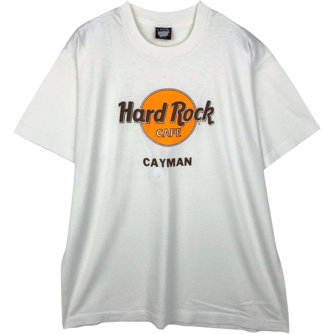 ~90'S Screen Stars Hard Rock Cafe Print Advertising T-Shirt, Made in USA, Men's XL equivalent, Vintage cotton white type Vintage Second Hand