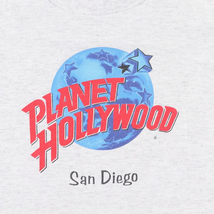 90'S PLANET HOLLYWOOD Advertising T-shirt, Made in USA, Men's L size, Vintage cotton gray type Vintage Second Hand