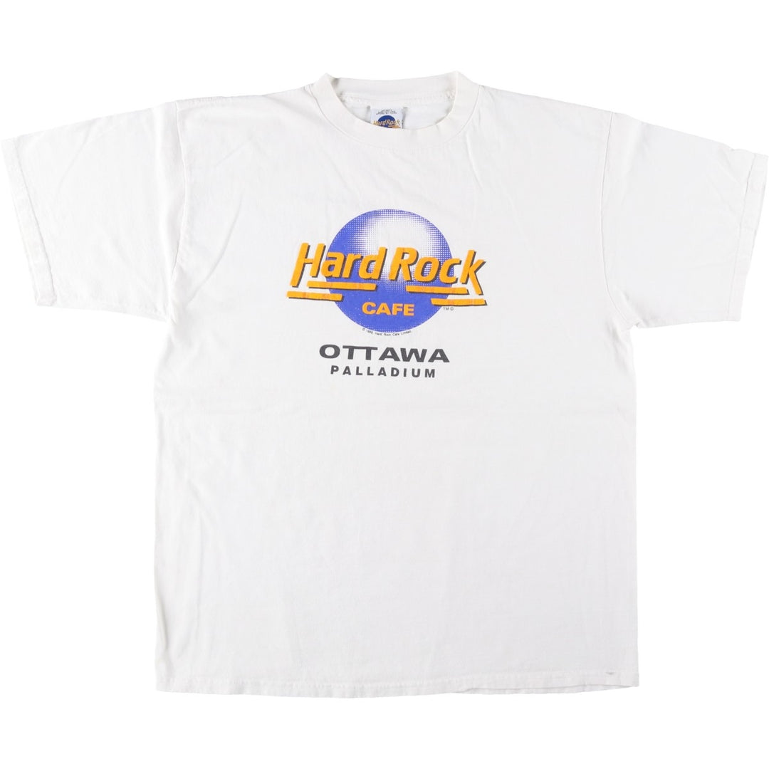 80'S Hard Rock Cafe advertising t-shirt, made in Canada, men's size L equivalent, vintage. cotton white type Vintage Second Hand