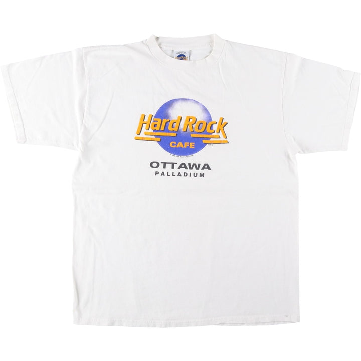 80'S Hard Rock Cafe advertising t-shirt, made in Canada, men's size L equivalent, vintage. cotton white type Vintage Second Hand