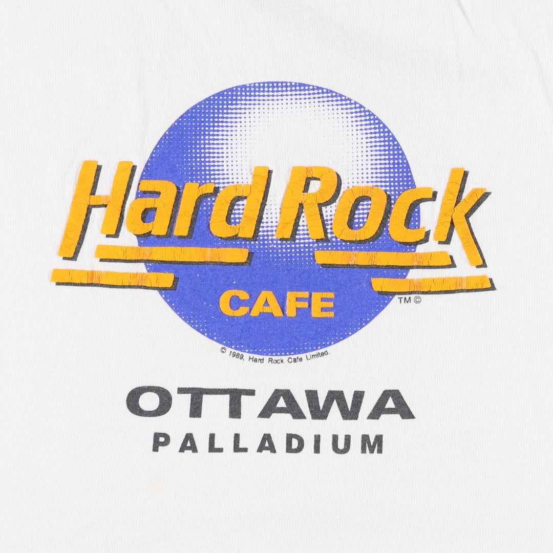 80'S Hard Rock Cafe advertising t-shirt, made in Canada, men's size L equivalent, vintage. cotton white type Vintage Second Hand