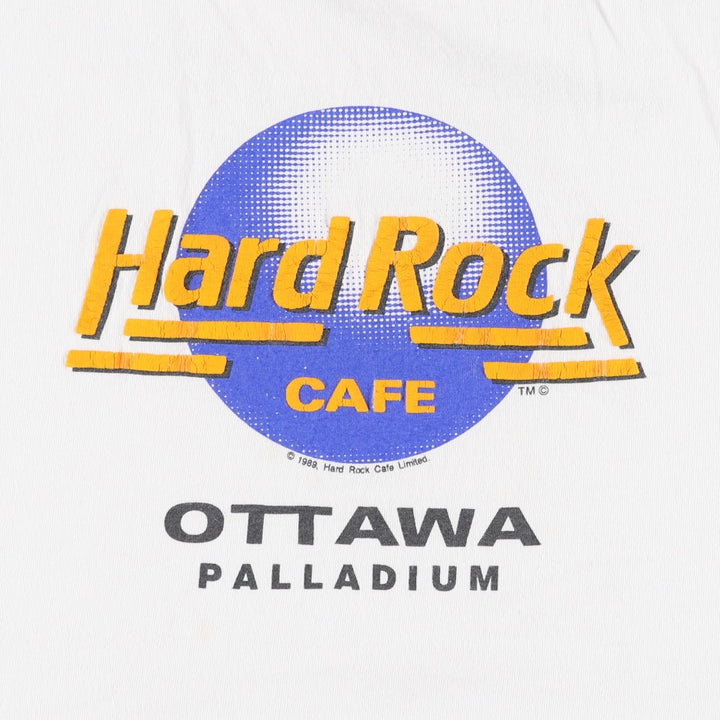 80'S Hard Rock Cafe advertising t-shirt, made in Canada, men's size L equivalent, vintage. cotton white type Vintage Second Hand