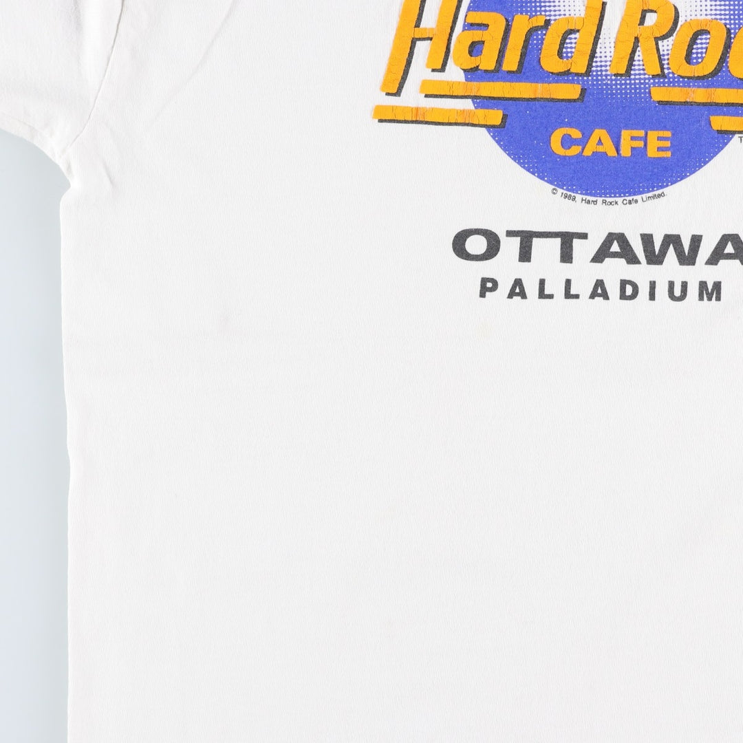 80'S Hard Rock Cafe advertising t-shirt, made in Canada, men's size L equivalent, vintage. cotton white type Vintage Second Hand