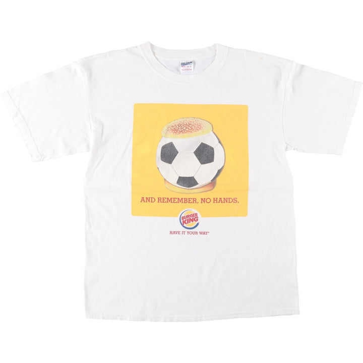 2000'S Gildan Heavy Weight Cotton Burger King Advertising T-Shirt, Men's Size L (approx.) cotton white type Vintage Second Hand