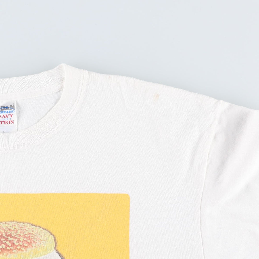 2000'S Gildan Heavy Weight Cotton Burger King Advertising T-Shirt, Men's Size L (approx.) cotton white type Vintage Second Hand