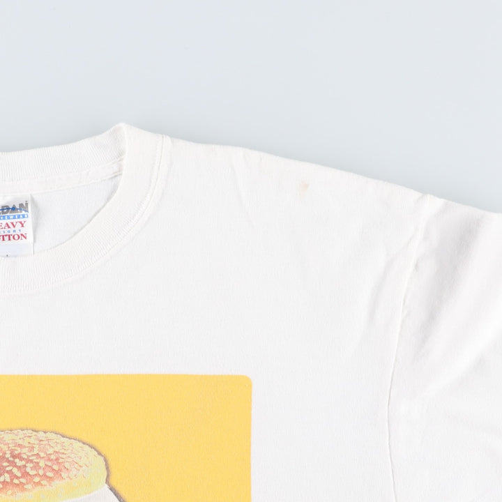 2000'S Gildan Heavy Weight Cotton Burger King Advertising T-Shirt, Men's Size L (approx.) cotton white type Vintage Second Hand