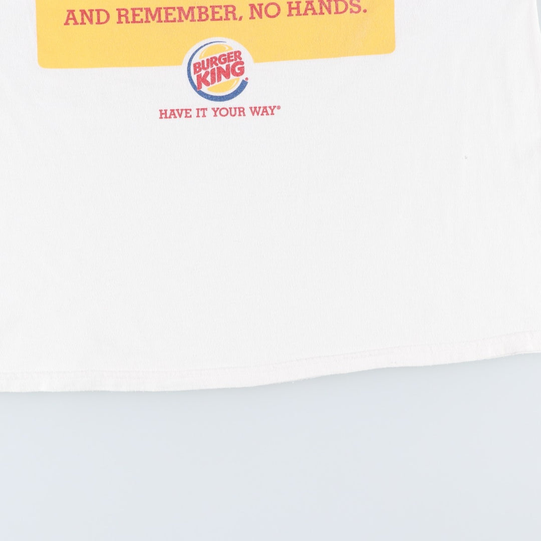 2000'S Gildan Heavy Weight Cotton Burger King Advertising T-Shirt, Men's Size L (approx.) cotton white type Vintage Second Hand