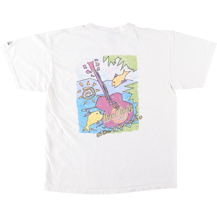 90'S HARD ROCK CAFE Hard Rock Cafe Advertising T-shirt Made in USA Men's L Vintage cotton white type Vintage Second Hand