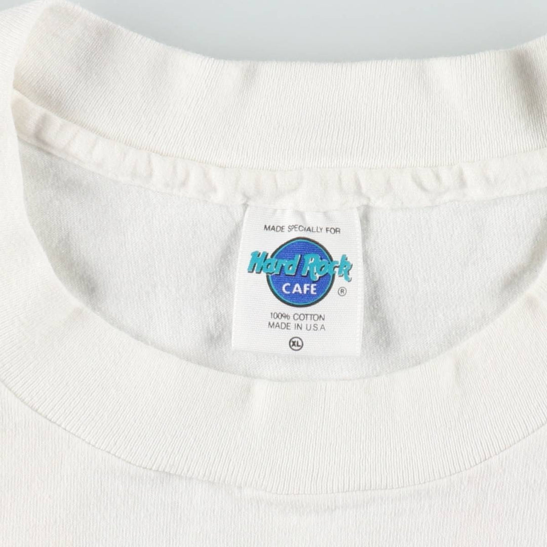 ~90'S Hard Rock Cafe Advertising T-Shirt, Made in USA, Men's XL equivalent, Vintage cotton white type Vintage Second Hand