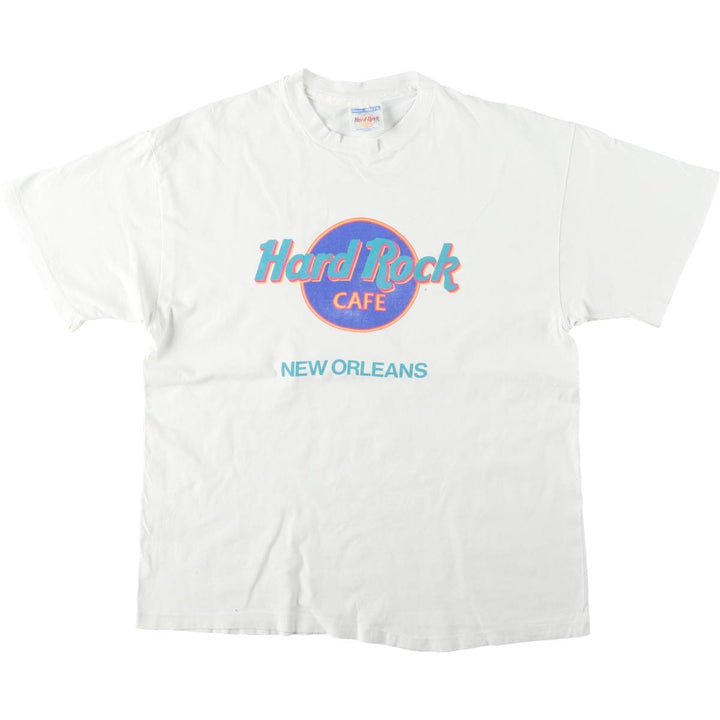 ~90'S Hanes HARD ROCK CAFE Advertising T-Shirt, Made in USA, Men's Size L (approx.), Vintage cotton white type Vintage Second Hand